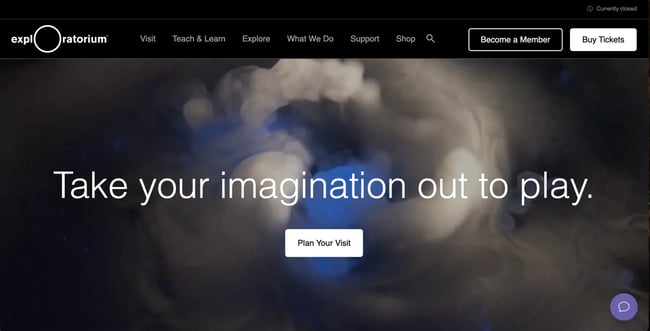 website home page design, exploratorium